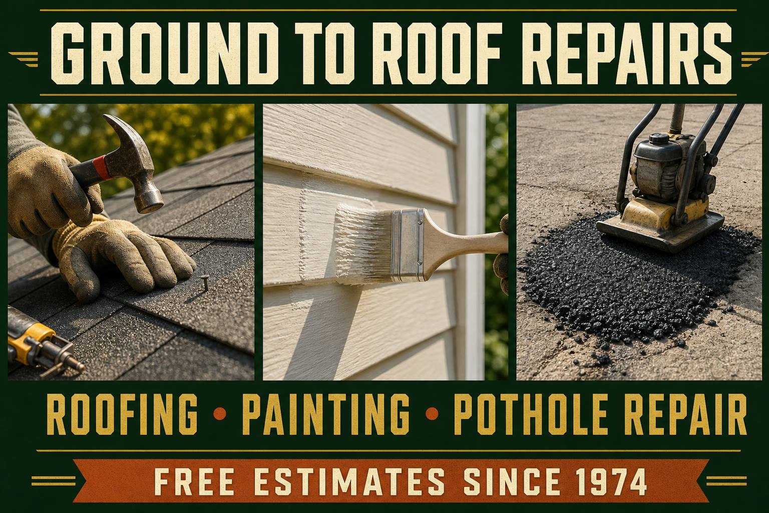 Ground to Roof Repairs roofing, painting and pothole repair service preview